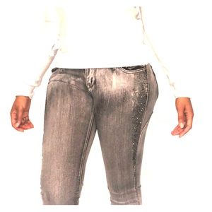 Express rhinestone gray/black jeans